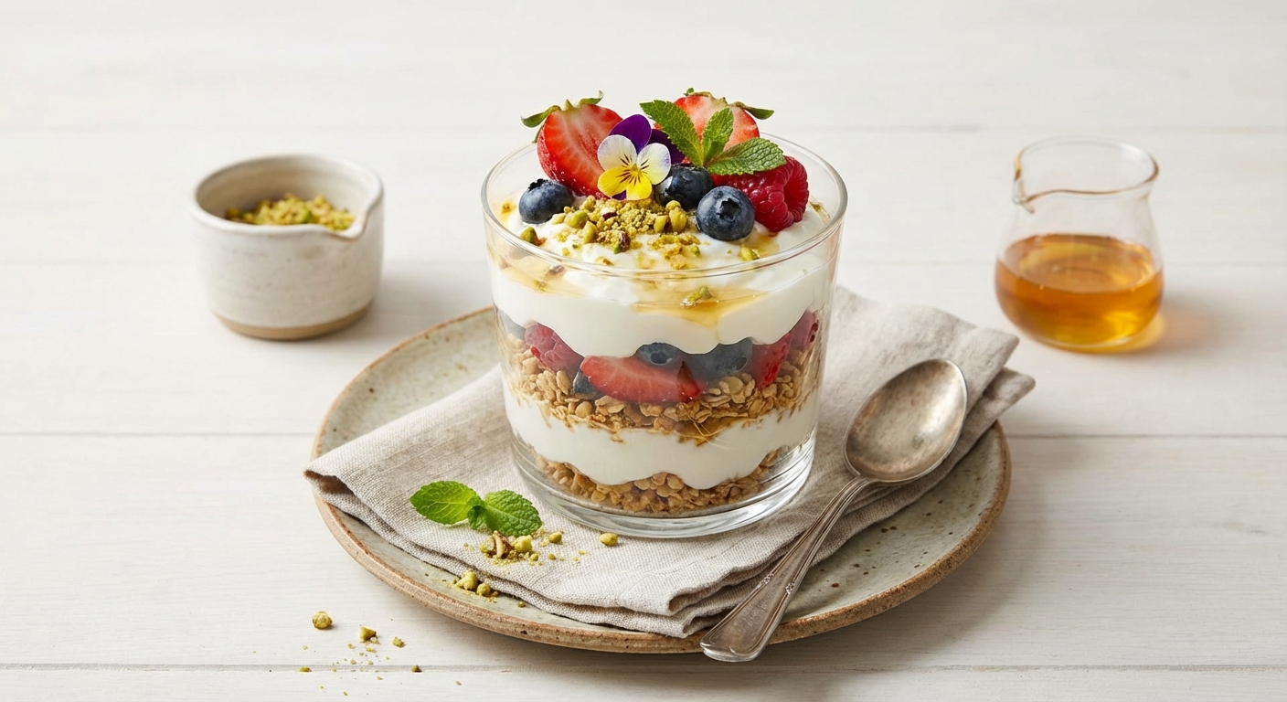 Greek Yogurt Parfait with Granola & Berries