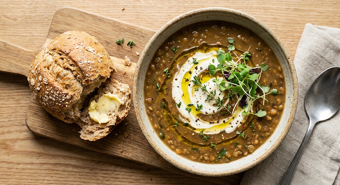 Hearty Lentil Soup with Wholegrain Roll