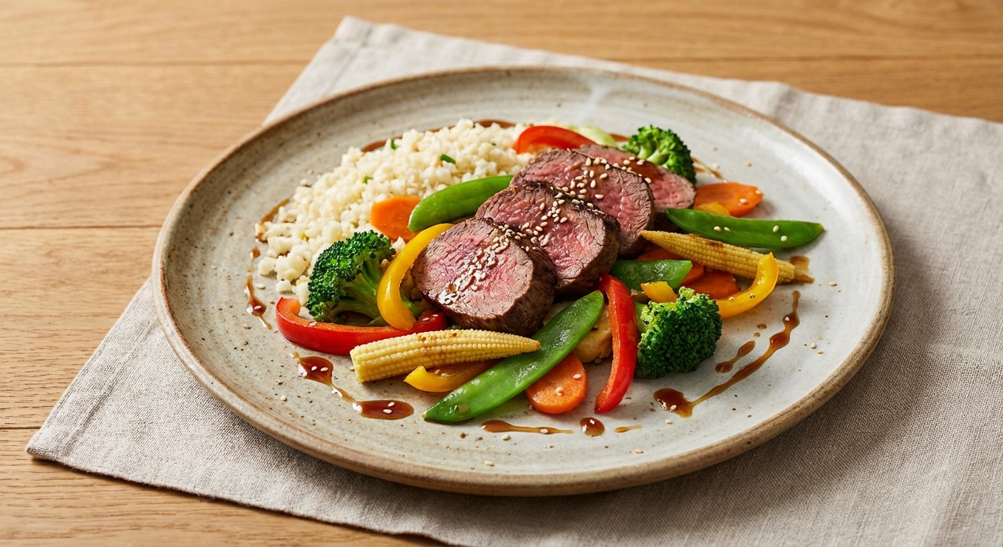 Beef & Vegetable Stir-Fry with Cauliflower Rice