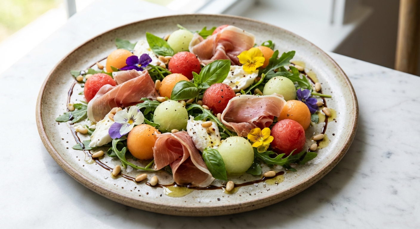 Prosciutto & Melon Salad with Arugula