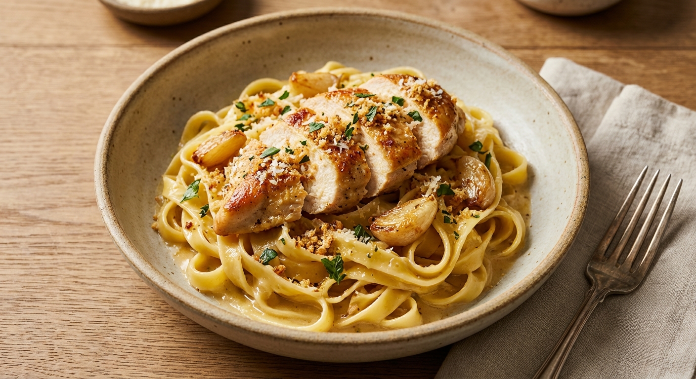 Chicken Pasta with Creamy Garlic Sauce