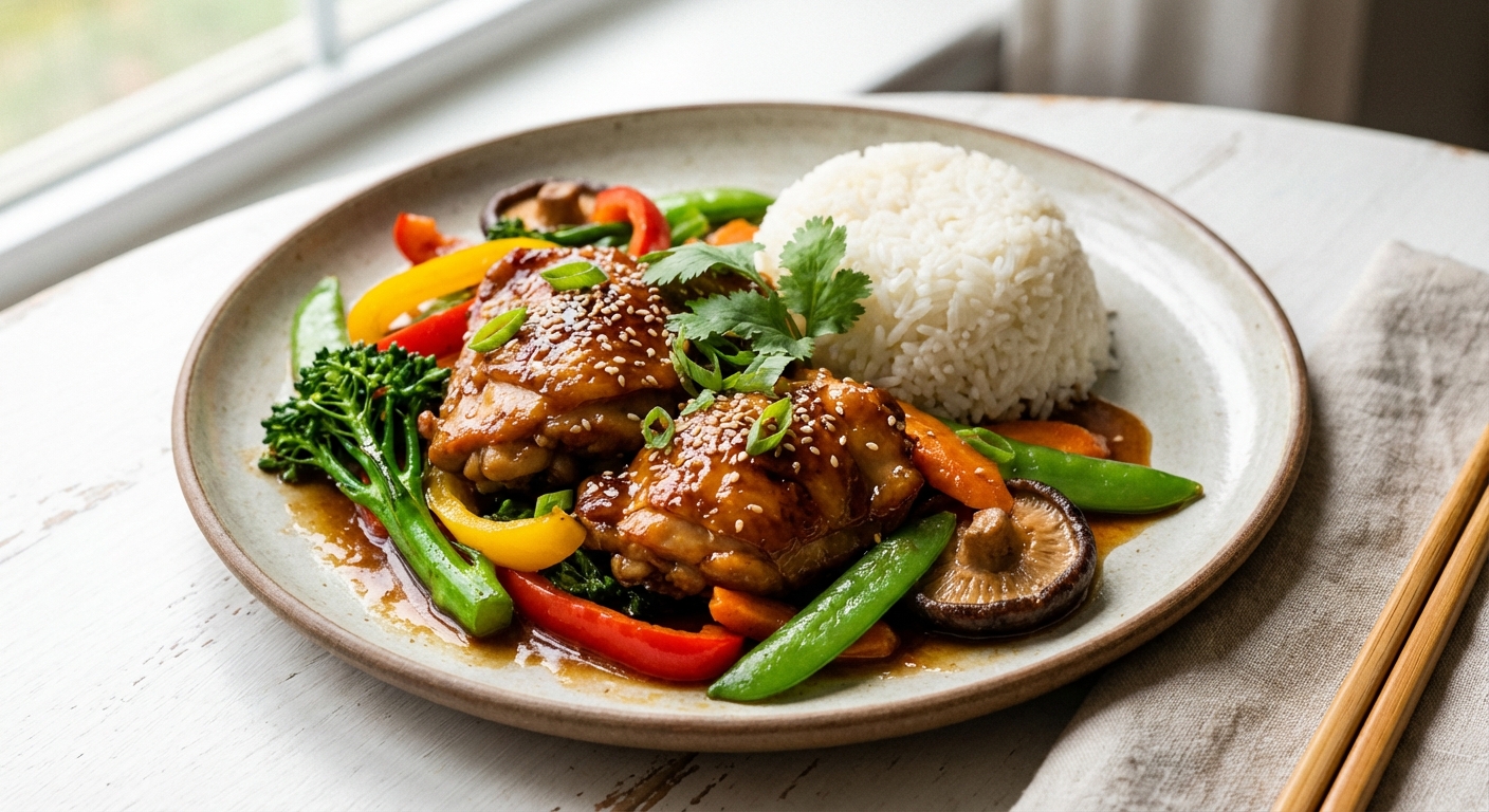 Chicken and Vegetable Stir Fry with Rice