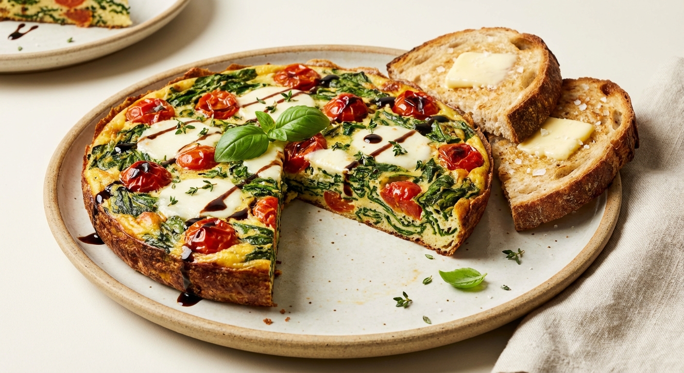 Italian Savory Spinach & Tomato Frittata with Toast