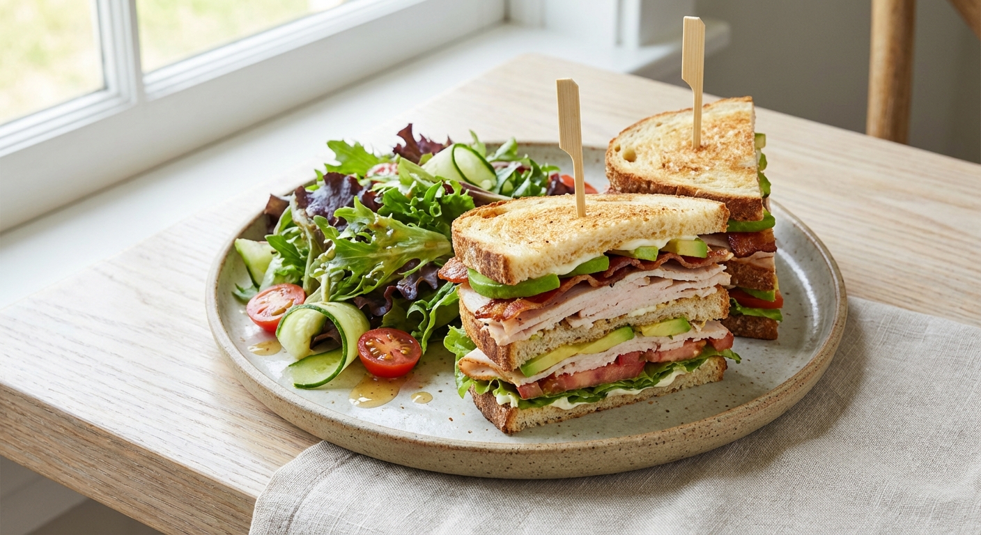 Turkey & Avocado Club with Mixed Green Salad
