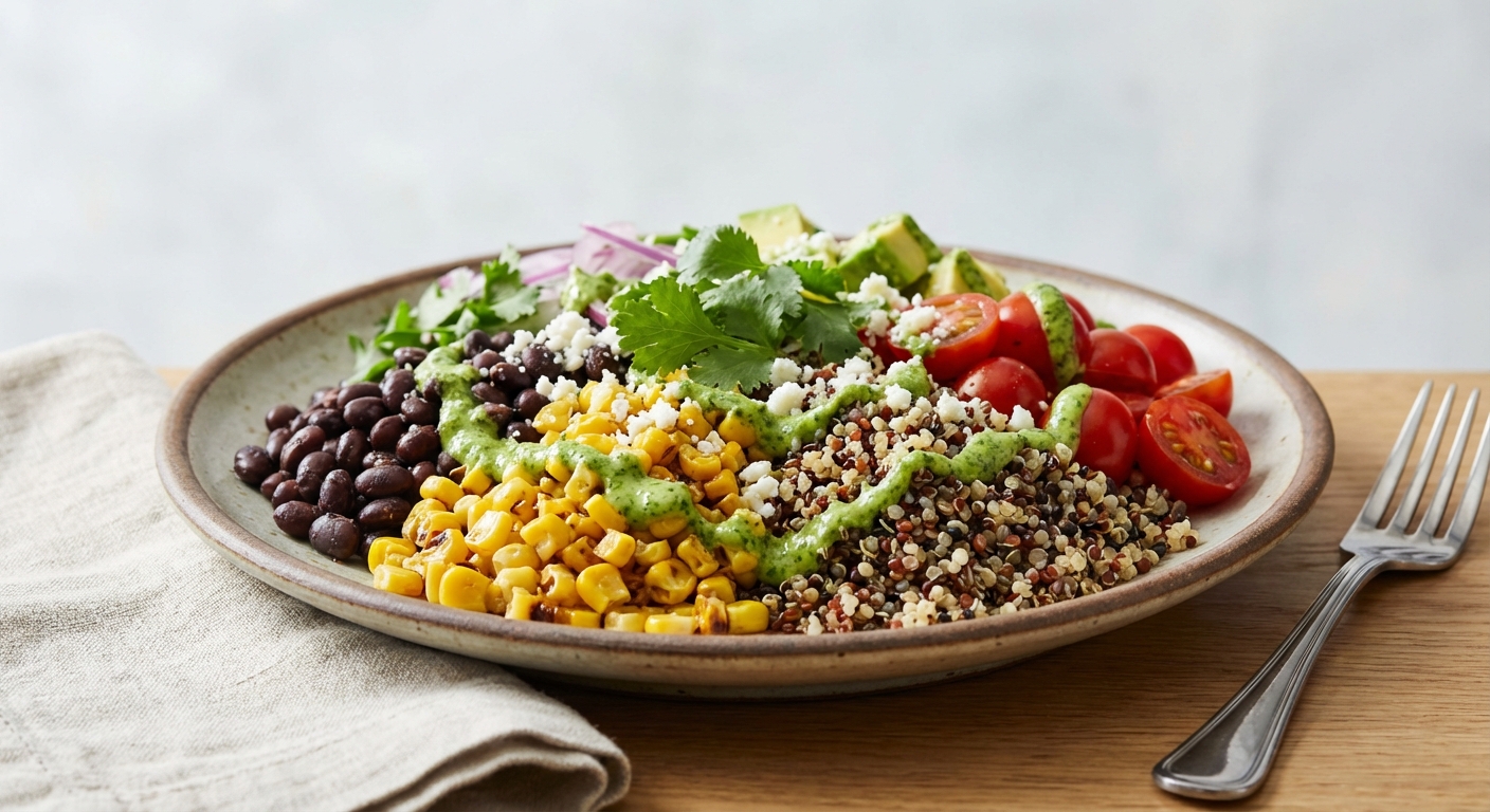 Black Bean & Corn Quinoa Salad with Cilantro‑Lime Dressing
