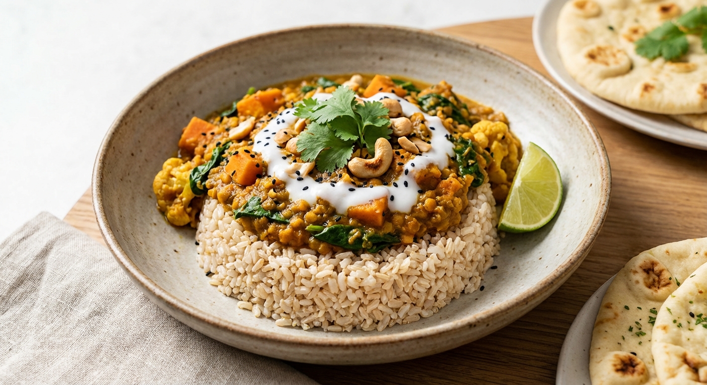 Red Lentil & Vegetable Curry with Brown Rice
