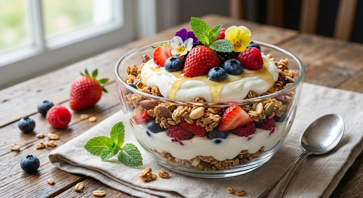Greek Yogurt Parfait with Berries & Granola