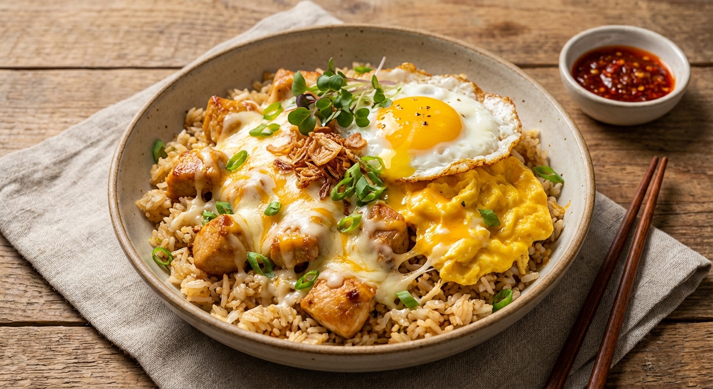 Cheesy Chicken and Egg Fried Rice