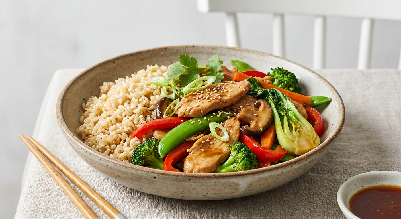 Turkey & Vegetable Stir‑Fry with Brown Rice