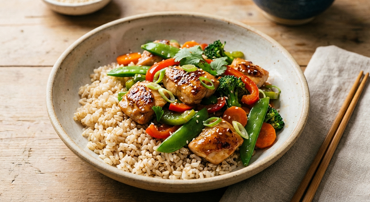 Chicken & Vegetable Stir-Fry with Brown Rice