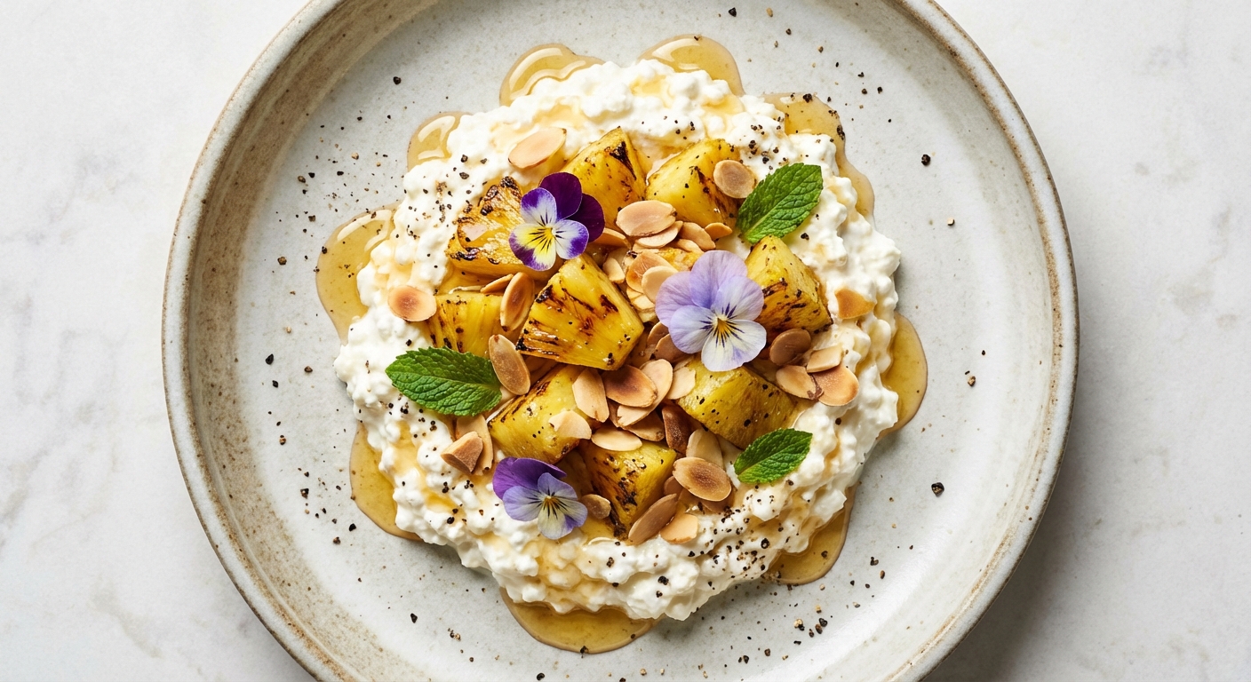 Cottage Cheese with Pineapple & Almonds