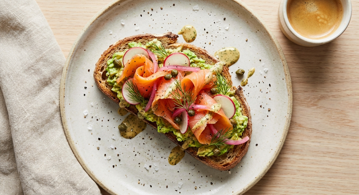 Nordic-Inspired Smoked Salmon & Avocado Toast on Whole-Grain