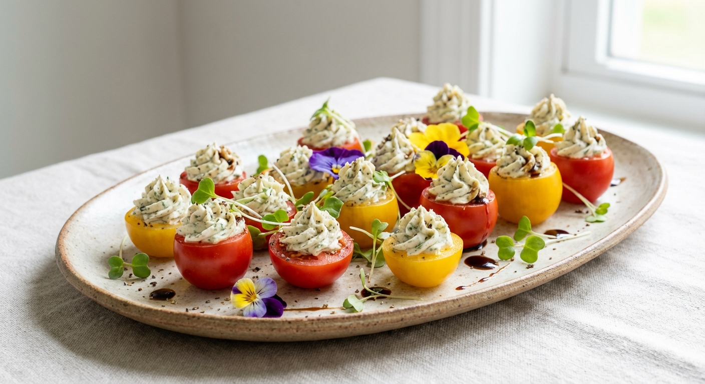 Stuffed Cherry Tomatoes with Herbed Cream Cheese