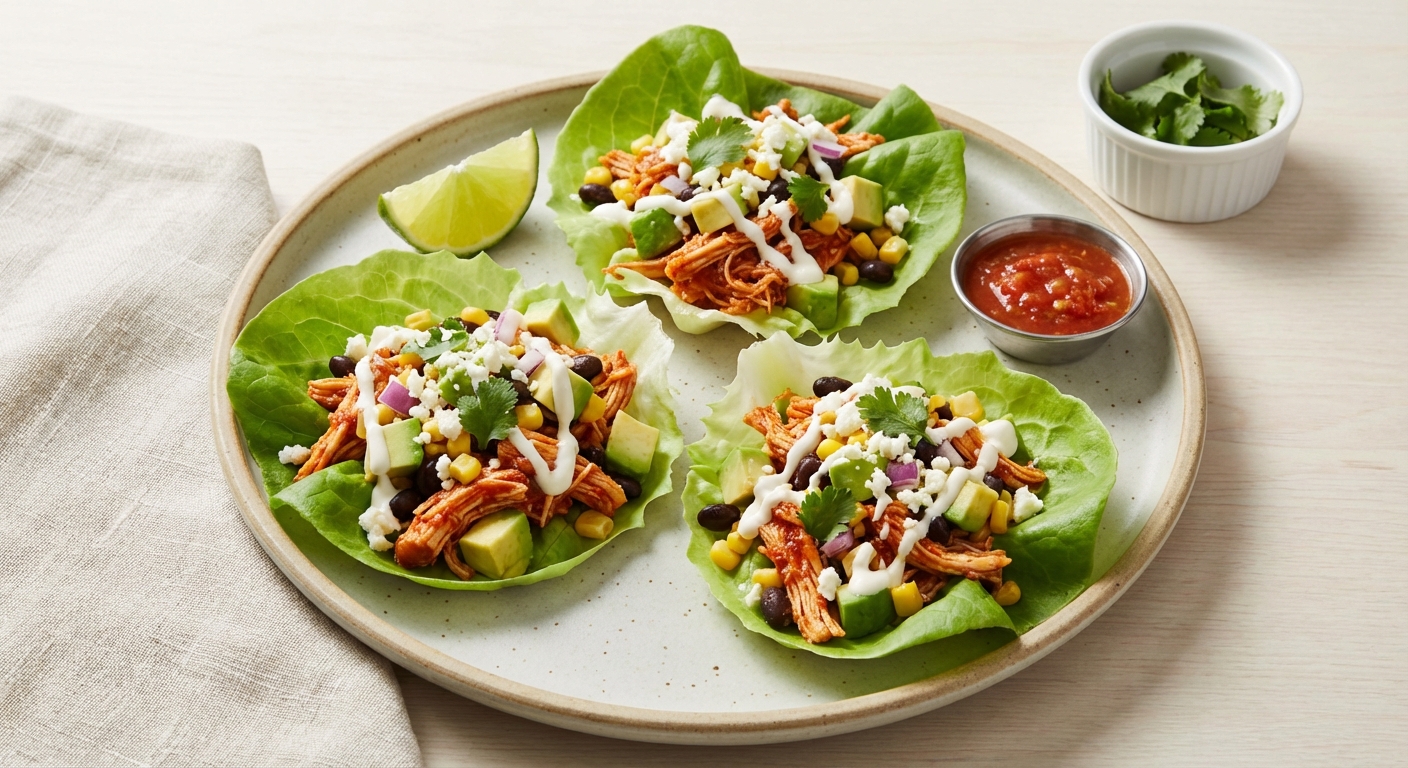Mexican Chicken & Avocado Lettuce Cups