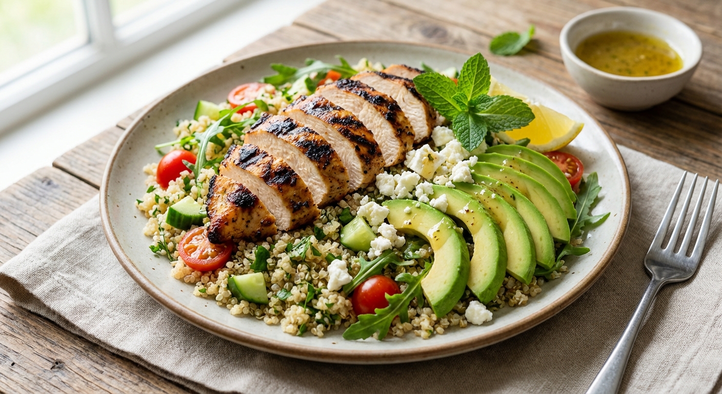 Grilled Chicken & Quinoa Salad with Avocado & Feta