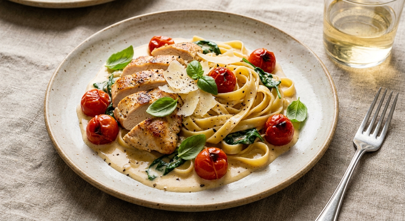Creamy Garlic Chicken Pasta (High-Protein)