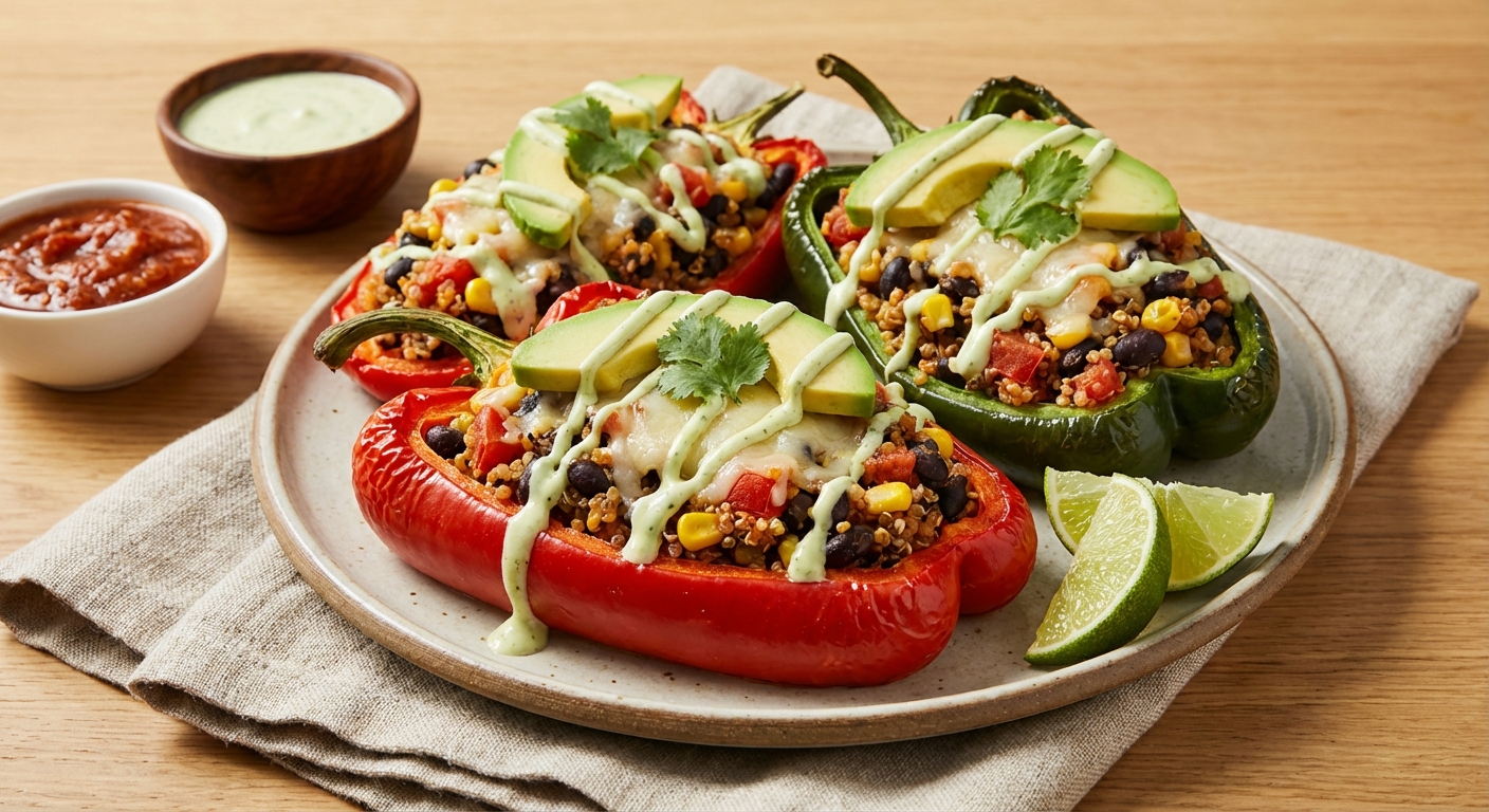 Southwestern Quinoa & Black Bean Stuffed Peppers