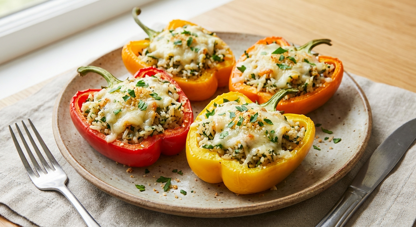 Cheesy Stuffed Peppers with Rice