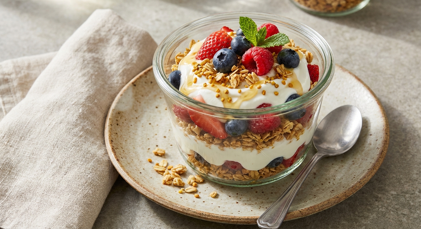 Greek Yogurt Berry Parfait with Nut-Free Oat Granola