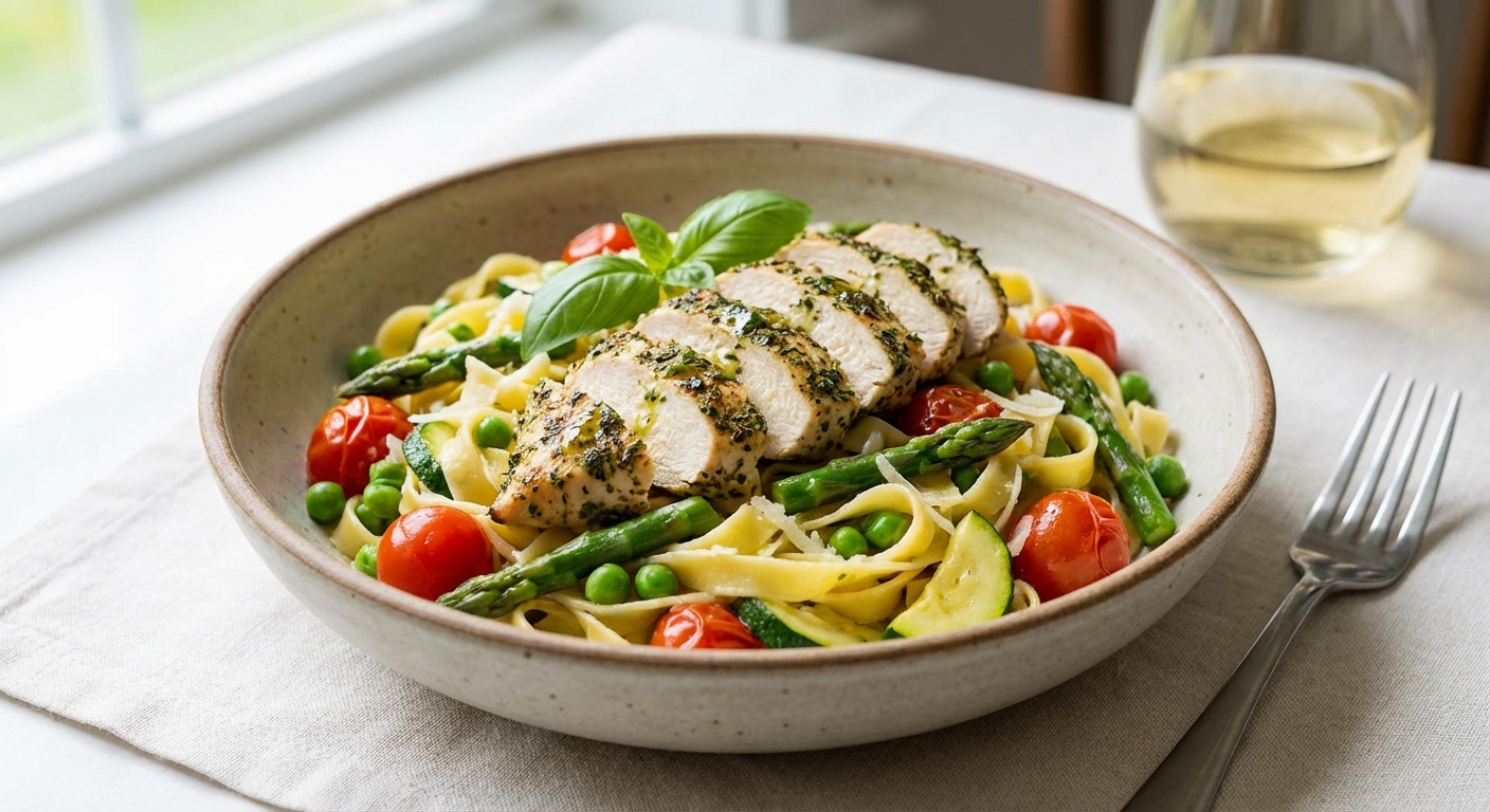 Pasta Primavera with Grilled Chicken