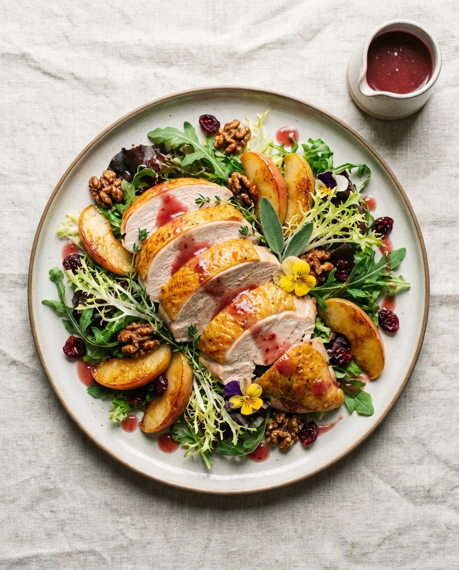 Holiday Turkey Salad with Apple, Walnuts & Cranberry Vinaigrette