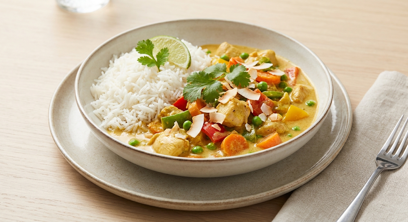 Coconut Chicken Curry with Mixed Vegetables & Basmati Rice
