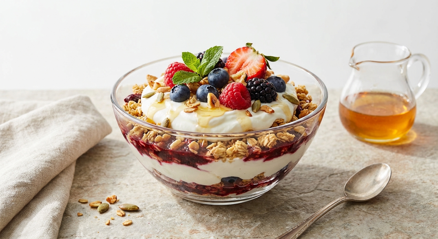 Greek Yogurt Parfait with Berries & Granola