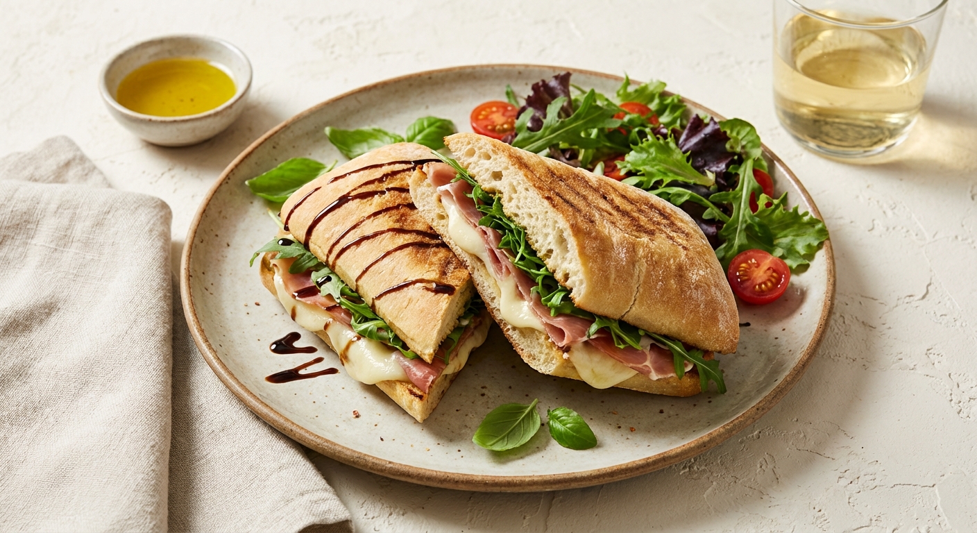 Prosciutto & Mozzarella Panini with Arugula