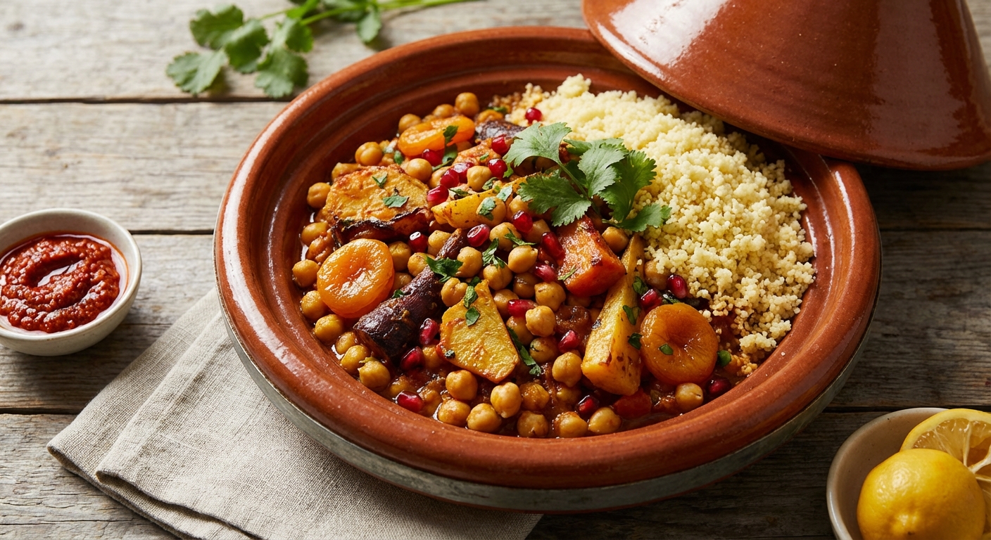 Moroccan Chickpea & Vegetable Tagine with Couscous
