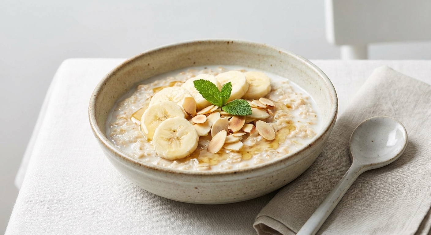 Oatmeal with Almond Milk and Bananas