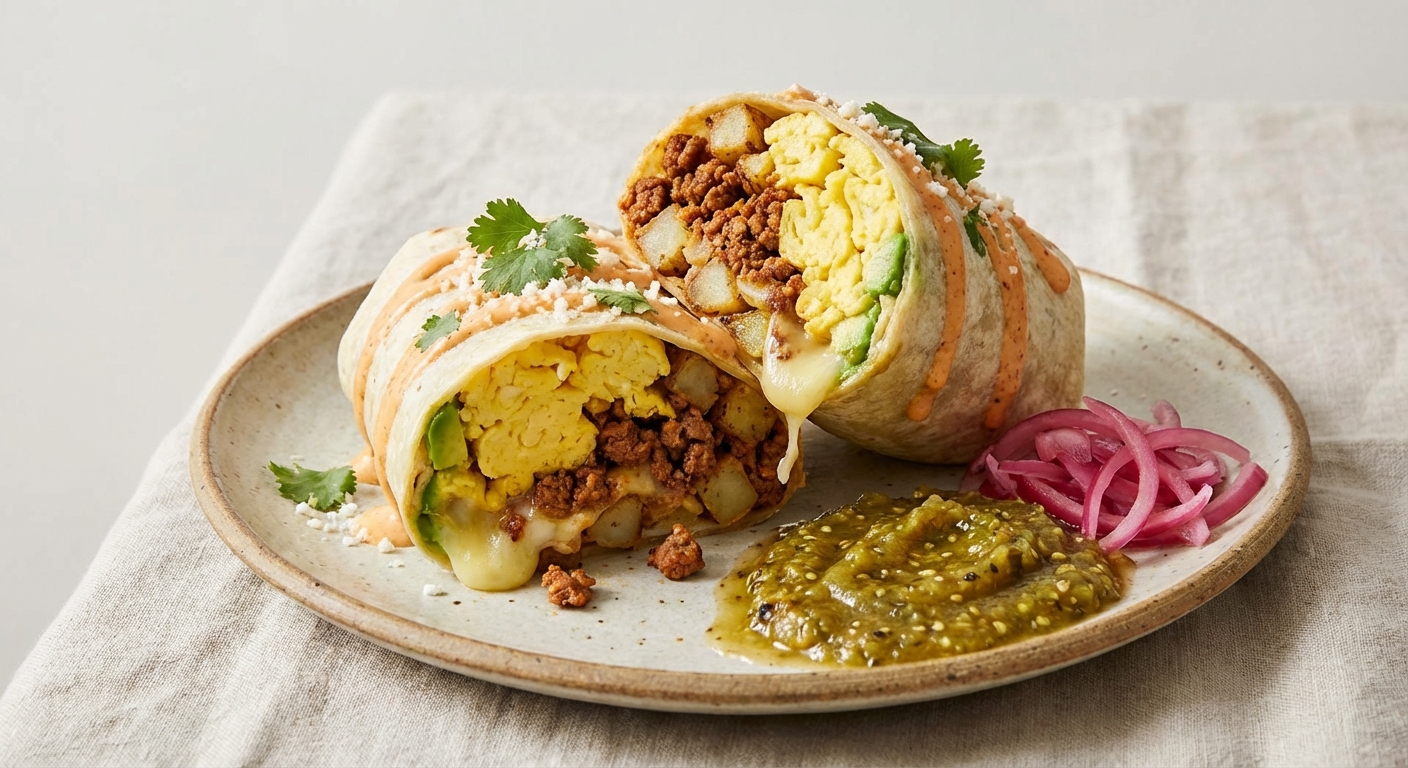 Breakfast Burrito with Eggs, Turkey Chorizo & Potato