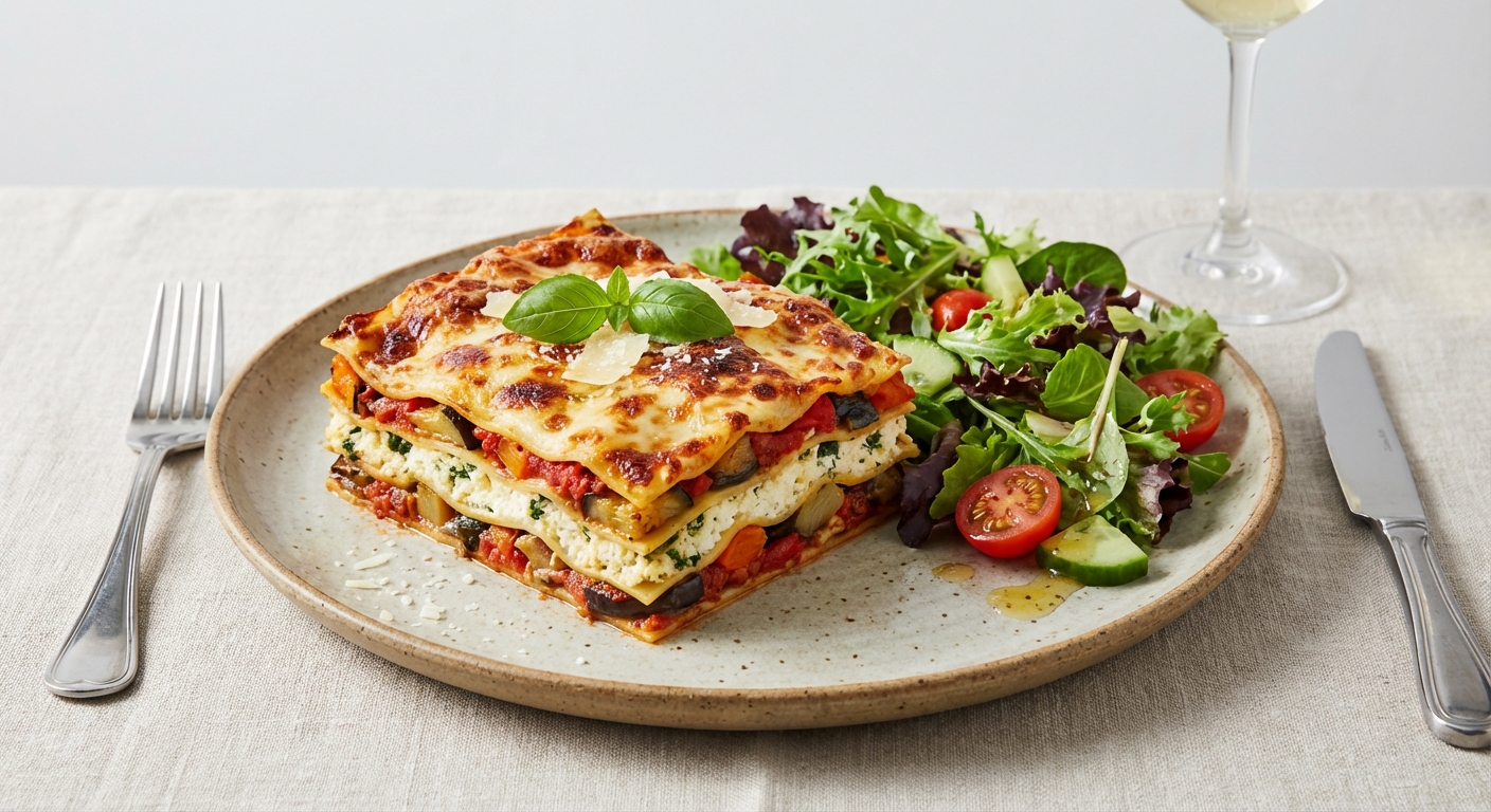 Vegetable Lasagna with Mixed Side Salad