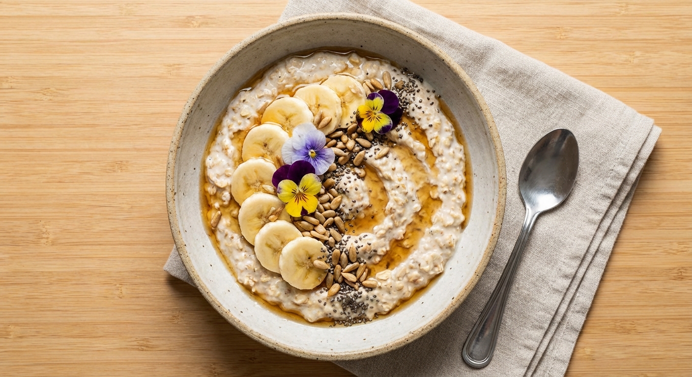 Creamy Overnight Oats with Banana & Sunflower Seeds