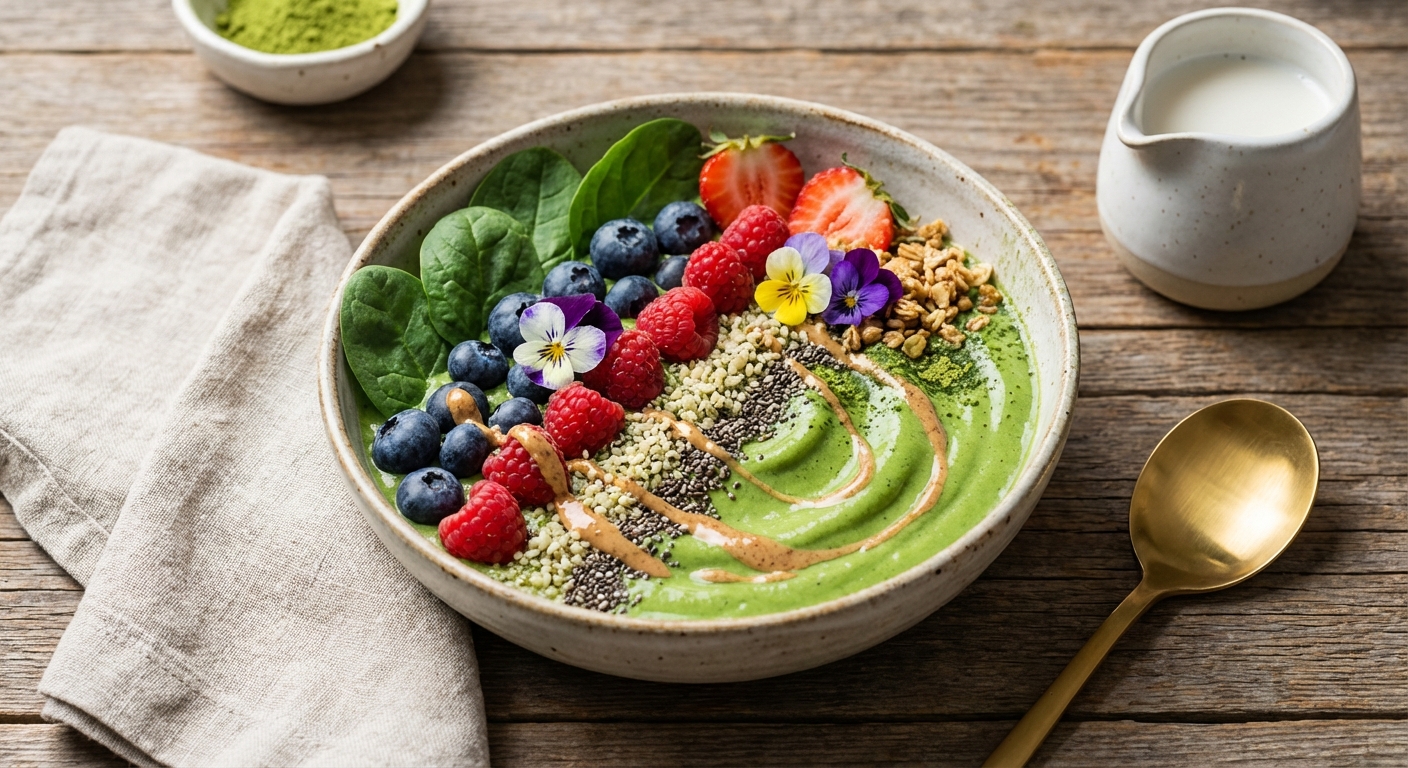 Protein Smoothie Bowl with Berries & Spinach
