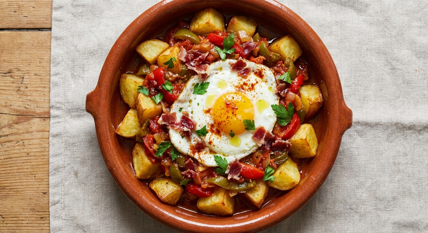 Spanish-Style Pan-Roasted Potatoes with Tomato, Pepper & Garlic (Pisto-Style Patatas)