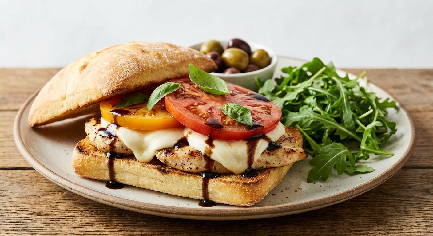 Caprese Chicken Sandwich on Ciabatta