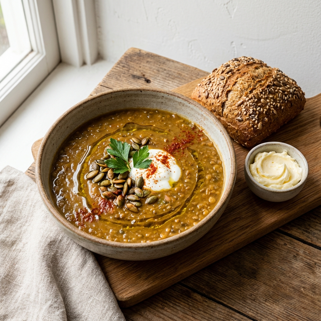 Lentil Soup with Whole-Grain Roll