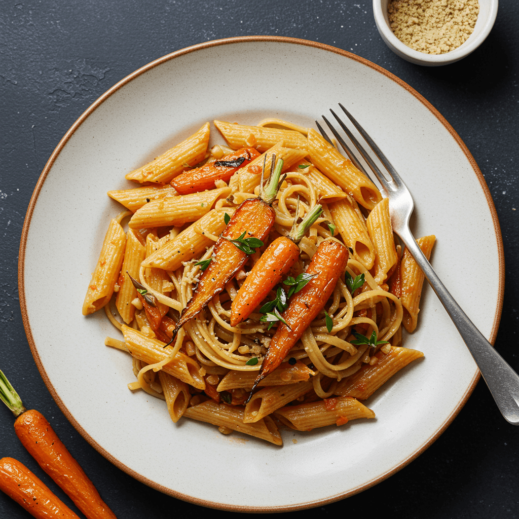 Vegan Pasta with Roasted Carrots - Delicious Homemade Recipe