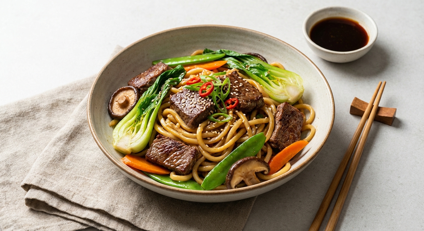 Beef & Vegetable Stir-Fry with Udon Noodles