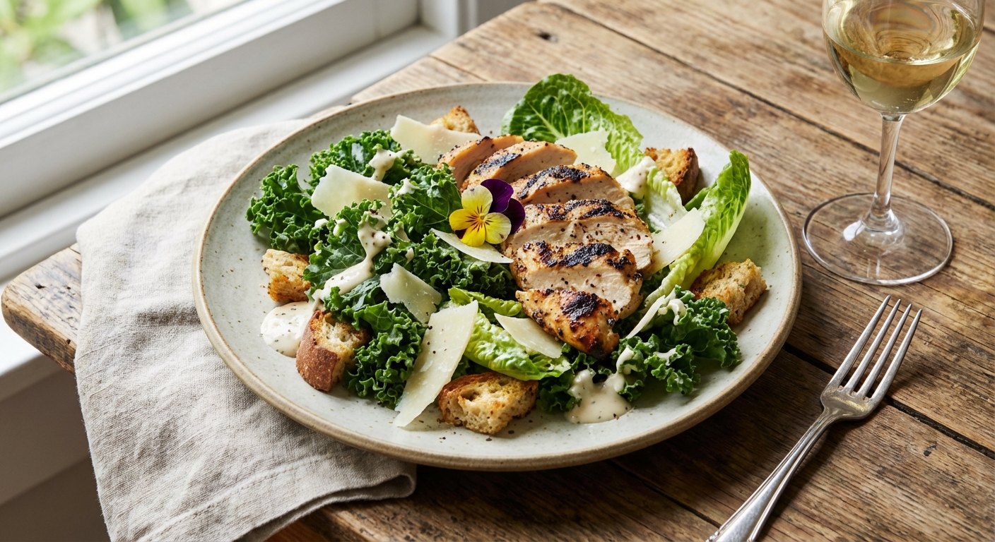 Grilled Chicken Caesar with Kale