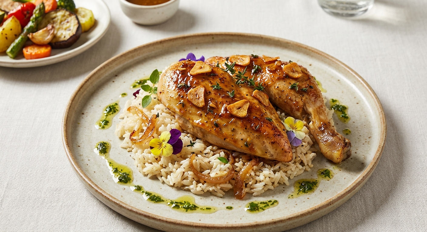 Garlic Chicken with Onion Rice