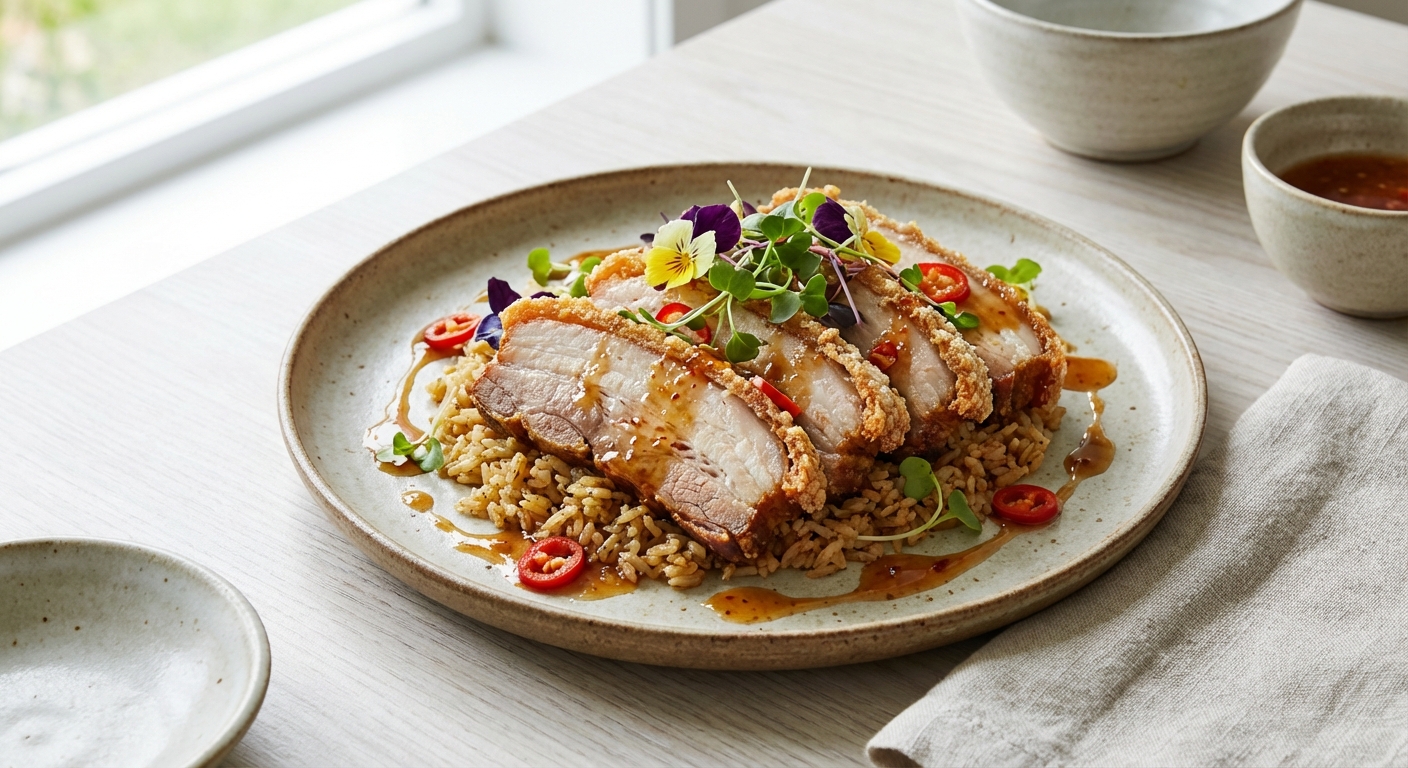 Crispy Pork with Rice and Flour Coating