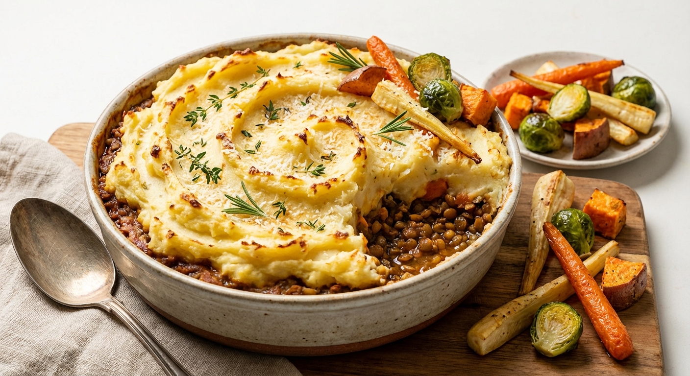 Vegetarian Lentil Shepherd's Pie with Roasted Vegetables