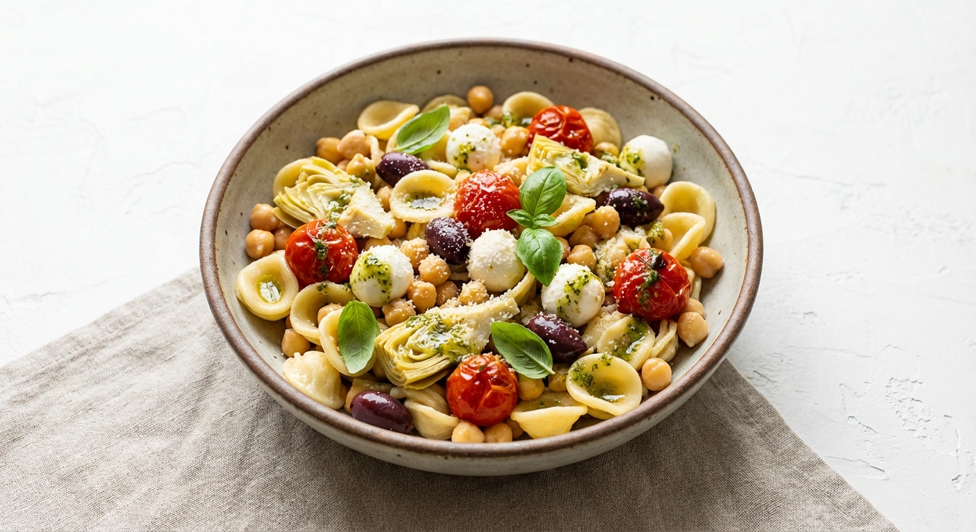 Italian Pasta & Chickpea Salad with Mozzarella