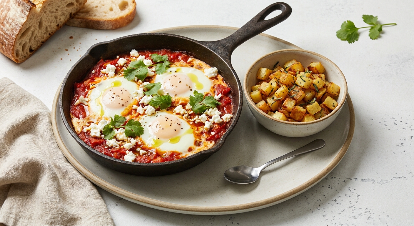 Tomato Shakshuka with Crispy Potato Hash