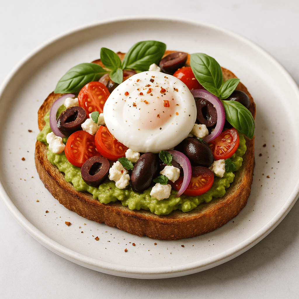 Mediterranean Avocado Toast with Poached Egg