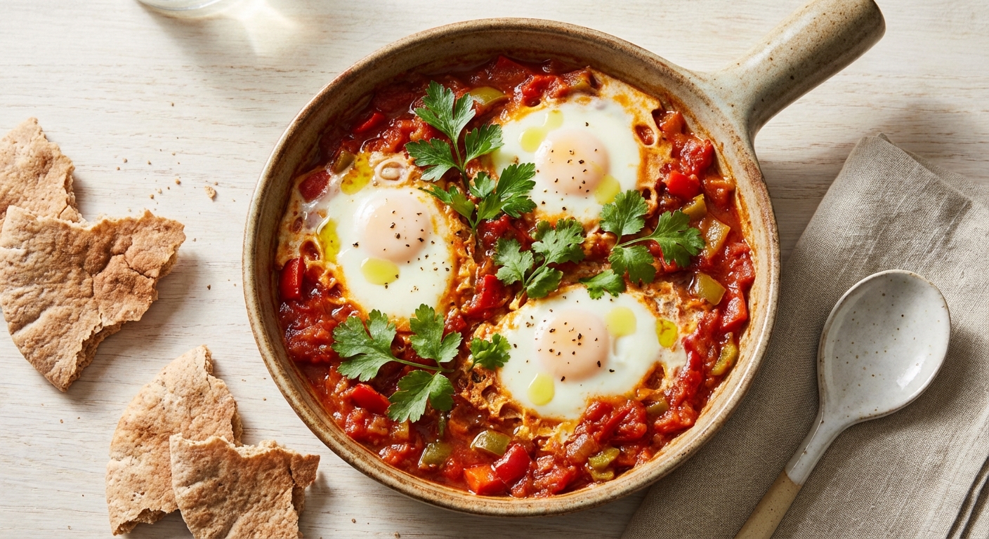 Light Shakshuka with Whole-Wheat Pita