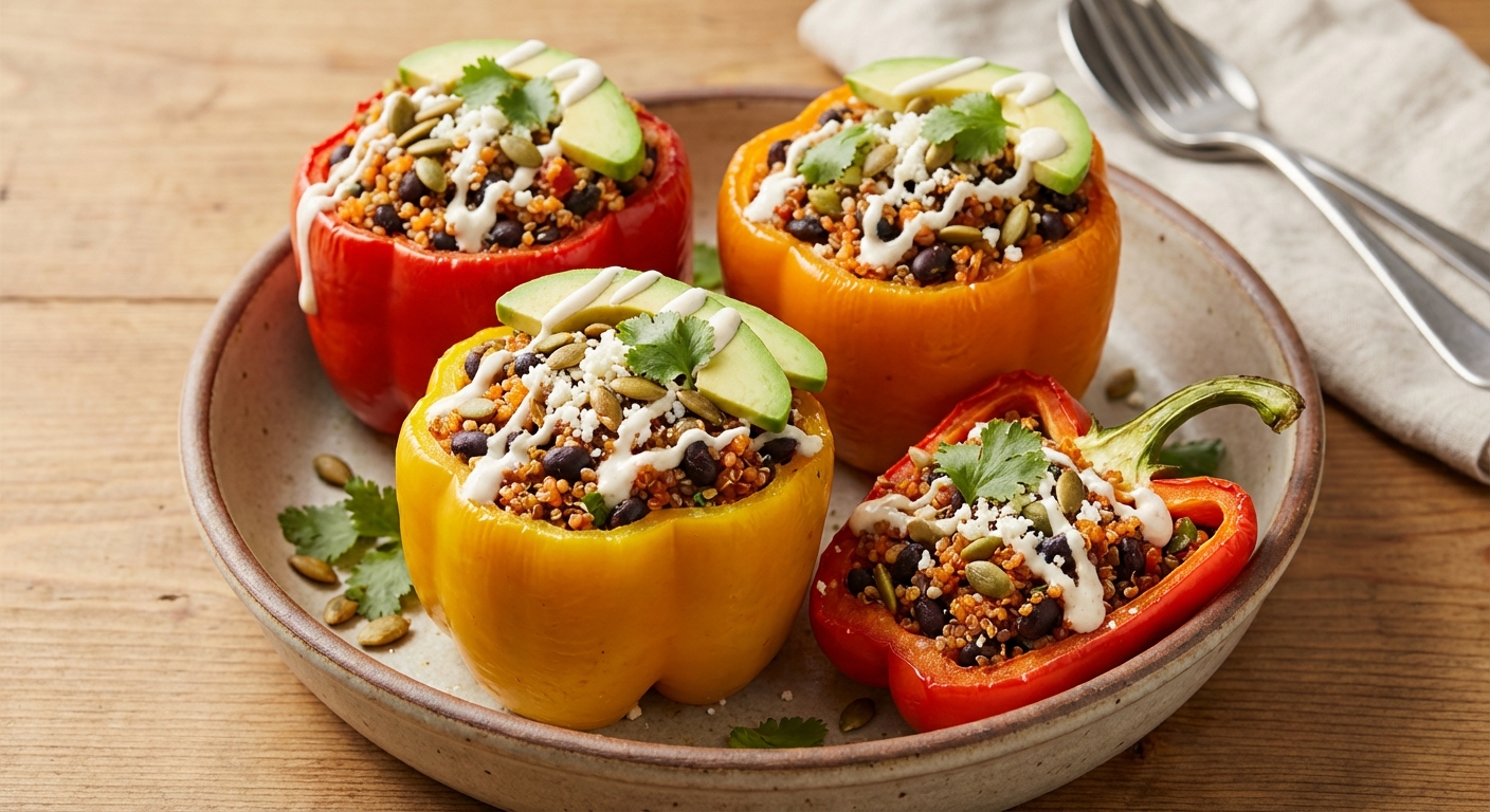 Quinoa & Black Bean Stuffed Bell Peppers
