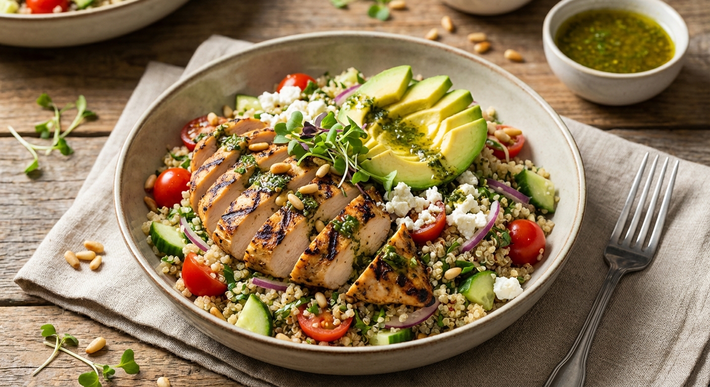 Grilled Chicken & Quinoa Salad with Avocado & Feta