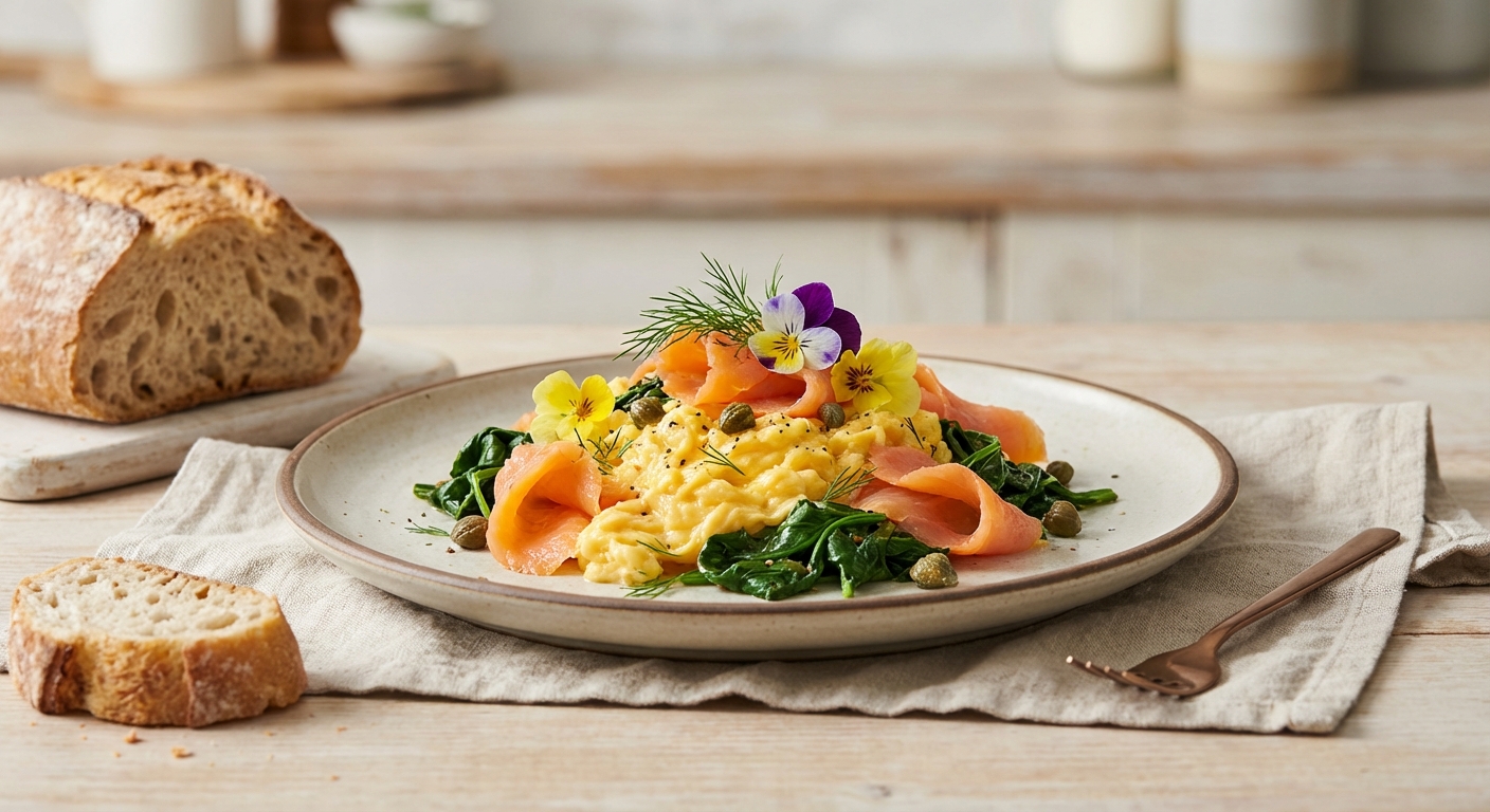 Scrambled Eggs with Spinach & Smoked Salmon